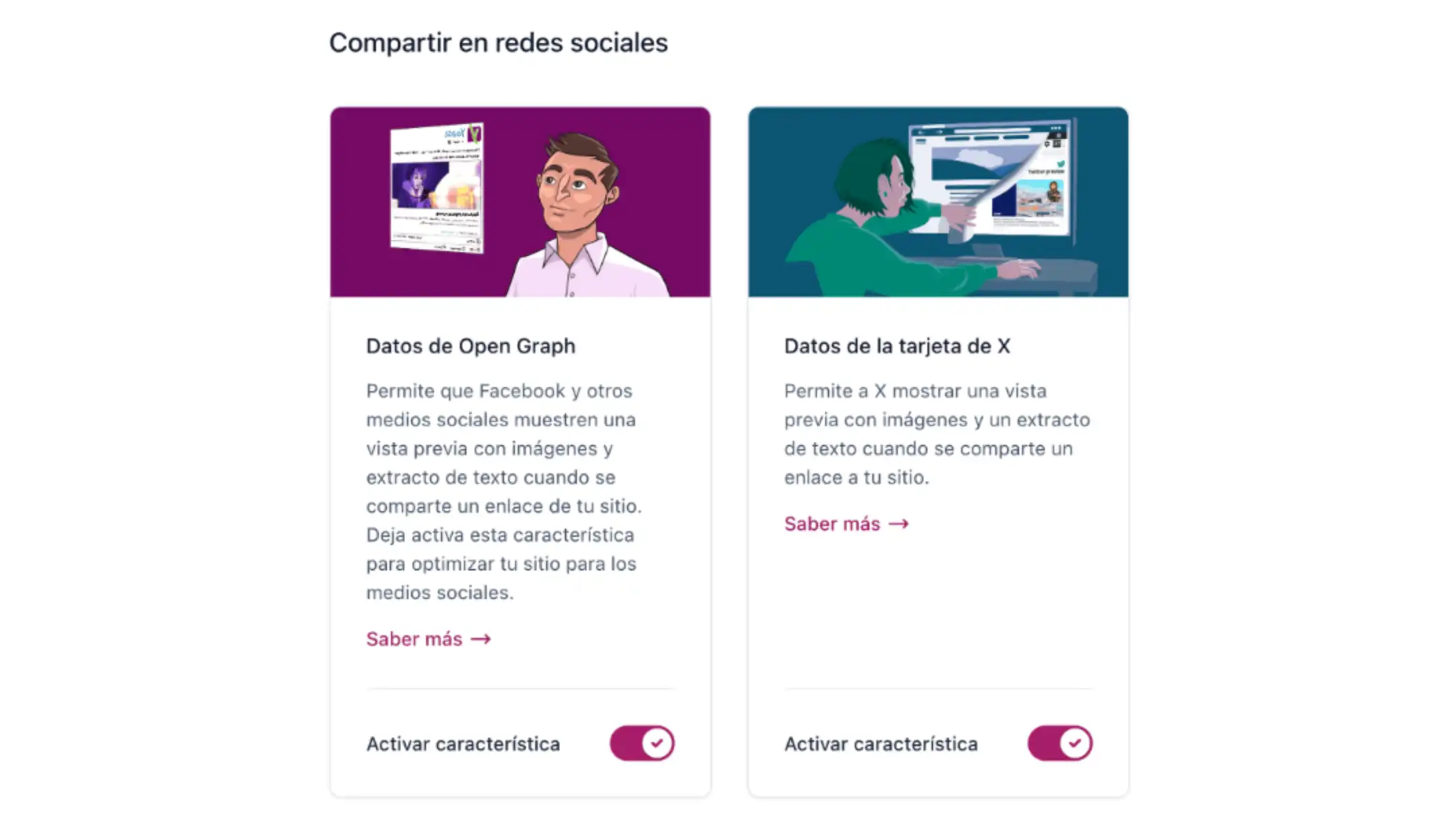Compartir en perfiles de redes sociales