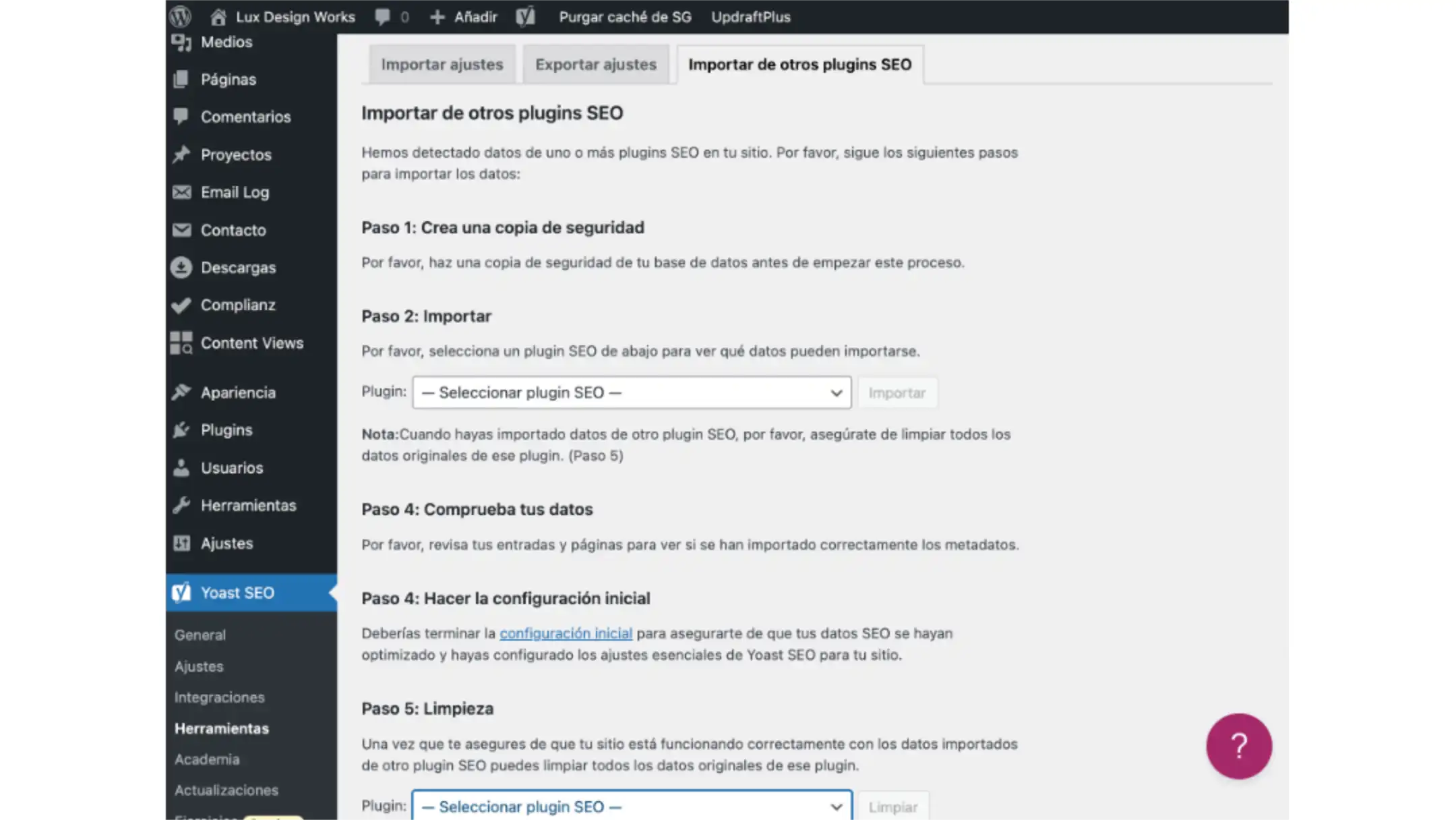 Importar configuración